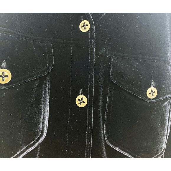 Vintage Boston Proper Black Velvet Button Up Midi Dress Gold Buttons Size M - Picture 8 of 15